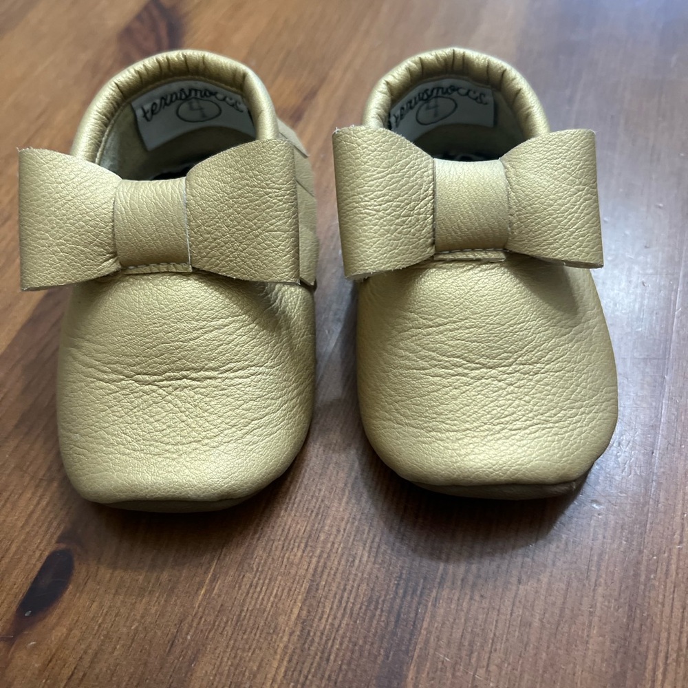 Texas Moccs Gold Baby Moccasins